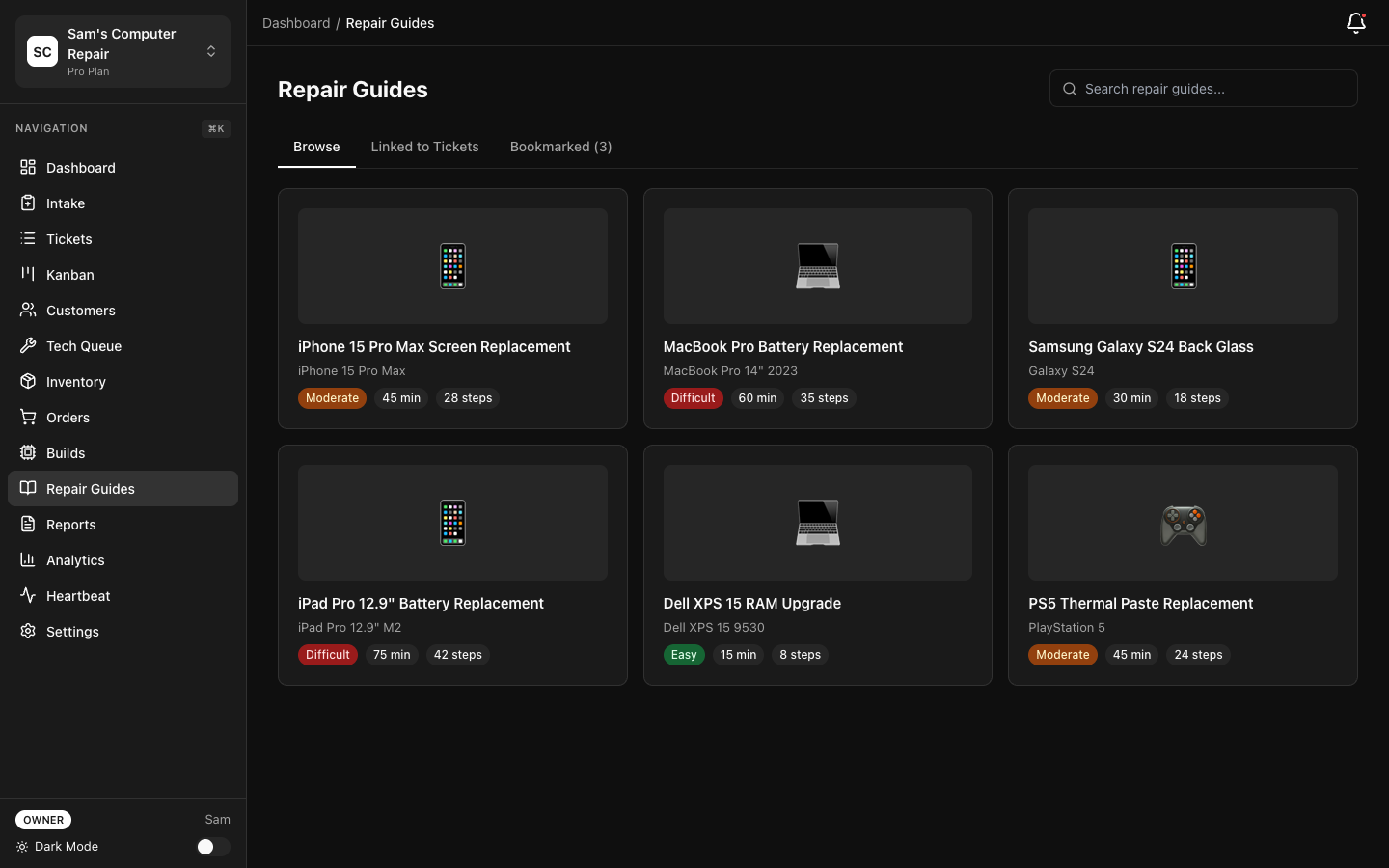 RepairOps iFixit Repair Guides integrated into the workflow